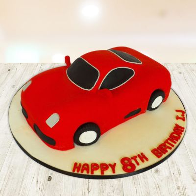 Red Car Shaped Birthday Cake