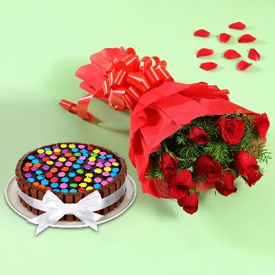 Red Roses & KitKat Gems Fantasy Cake