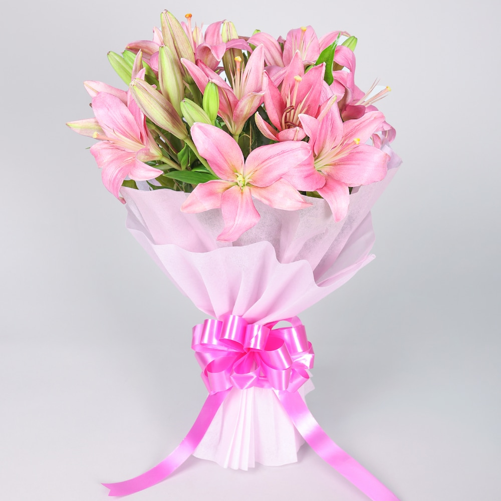  Beautiful Pink Lilies Bunch