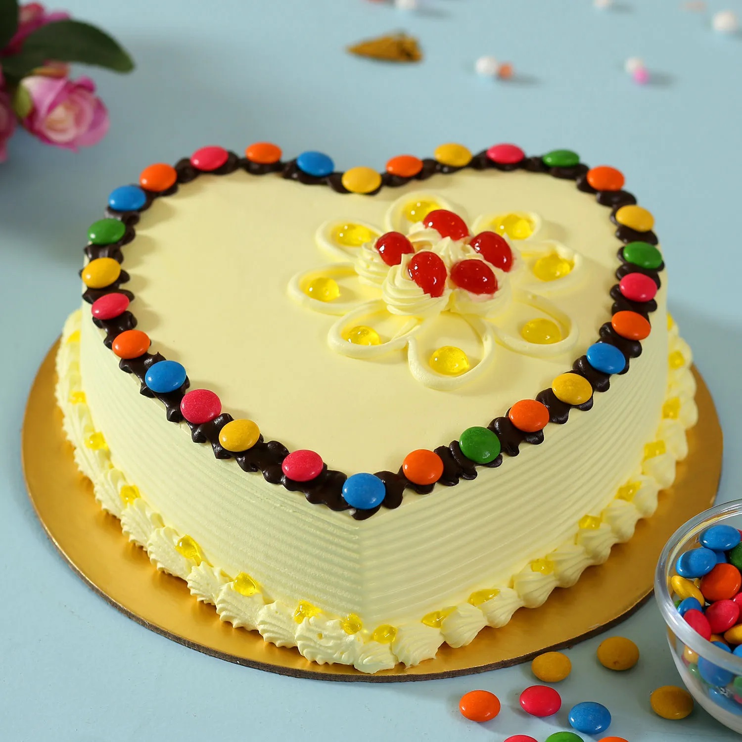  Heart Shaped Butterscotch Gems Cake