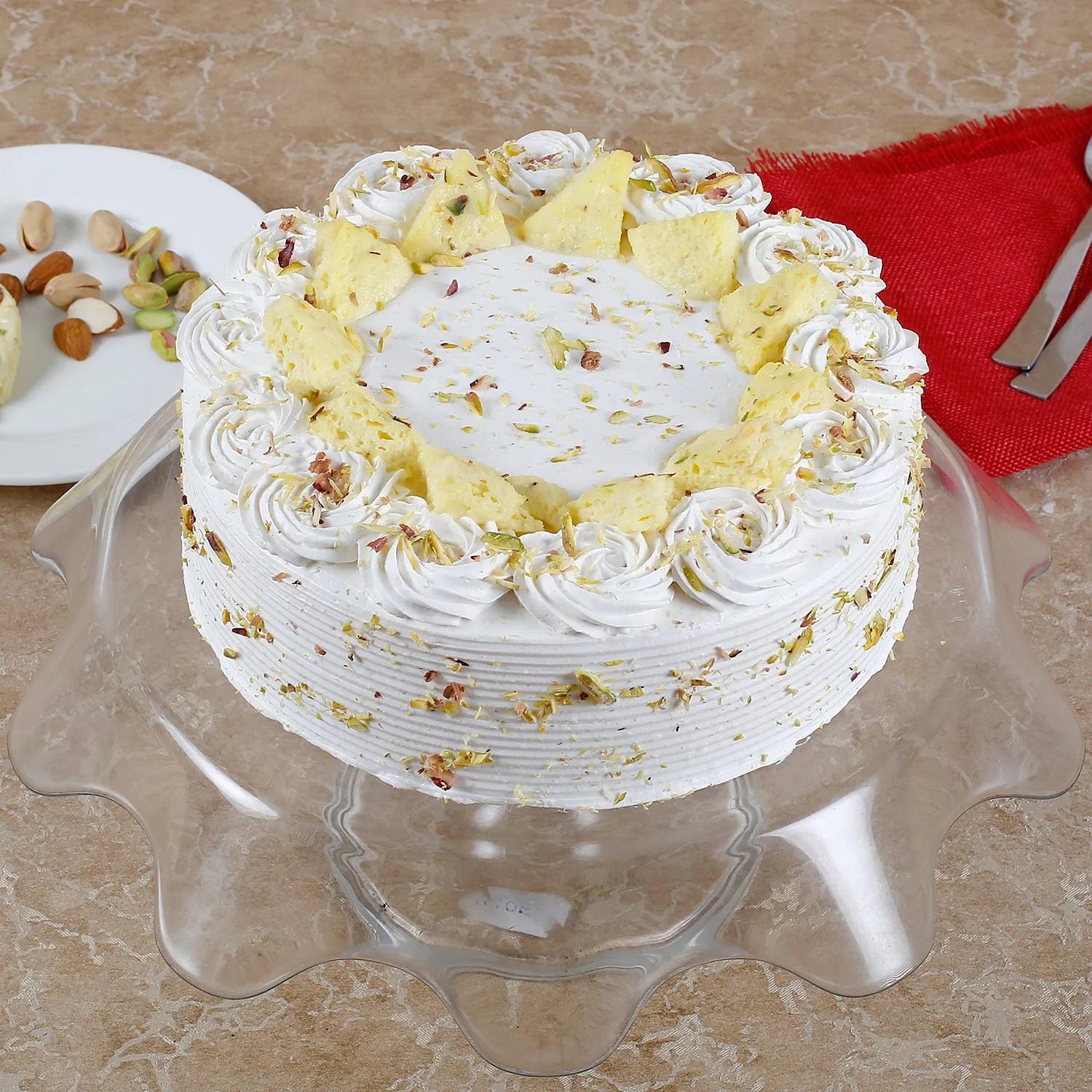  Vanilla Flavored Pista Rasmalai Cake